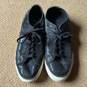 Converse One-Star black sparkly lace-up sneakers